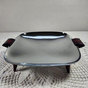 Glo Hill Bakelite Footed Tray Cherry Red Bakelite Handles Mid Century